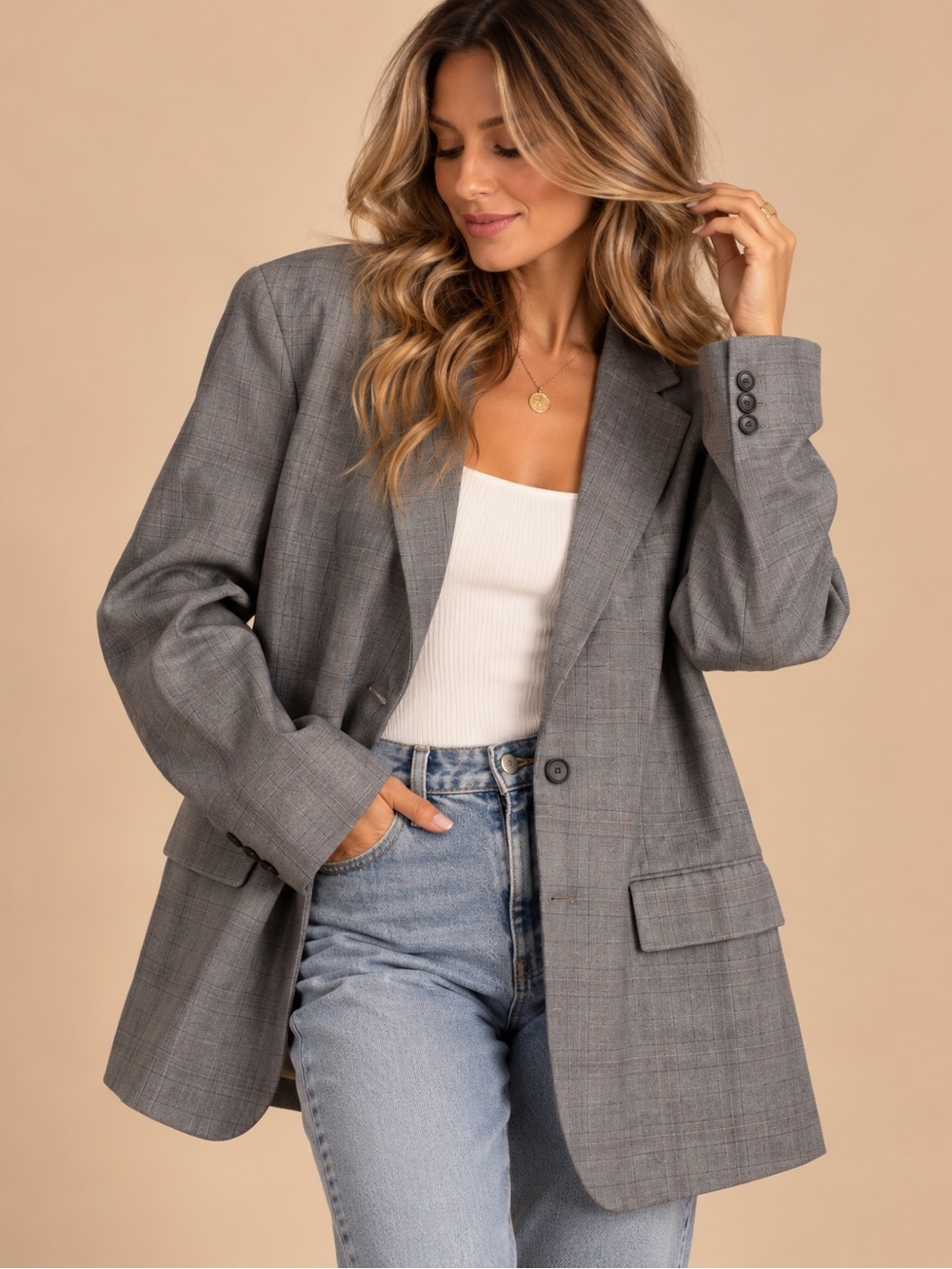 Houston Vintage Botany 500 Foley’s Houston Gray Plaid Blazer Vintage L